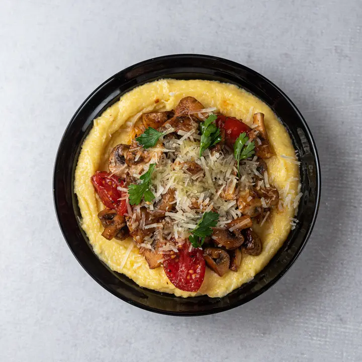 Polenta with sautéed mushrooms and parmesan